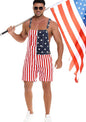 American Flag Denim Overall Jean Romper Shorts Summer